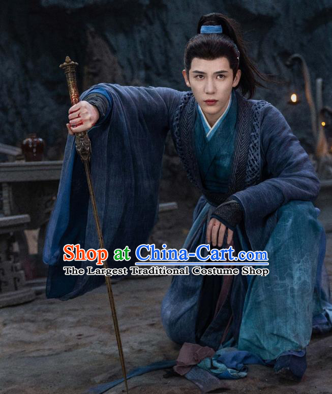 Chinese Ancient Swordsman Clothing 2024 Xian Xia TV Series The Last Immortal Prince Gujin Yuan Qi Deep Blue Costumes