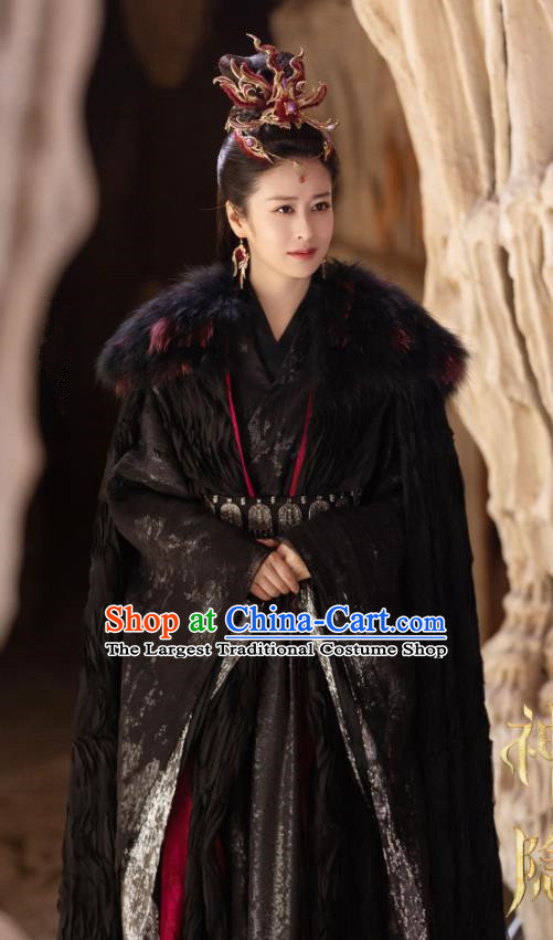 2024 TV Series The Last Immortal Fox Queen Hong Ruo Black Dresses Chinese Ancient Royal Empress Clothing