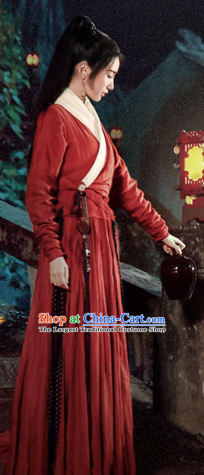 China TV Drama The Ingenious One Shu Ya Nan Red Dress Traditional Female Hanfu Ancient Swordswoman Clothing