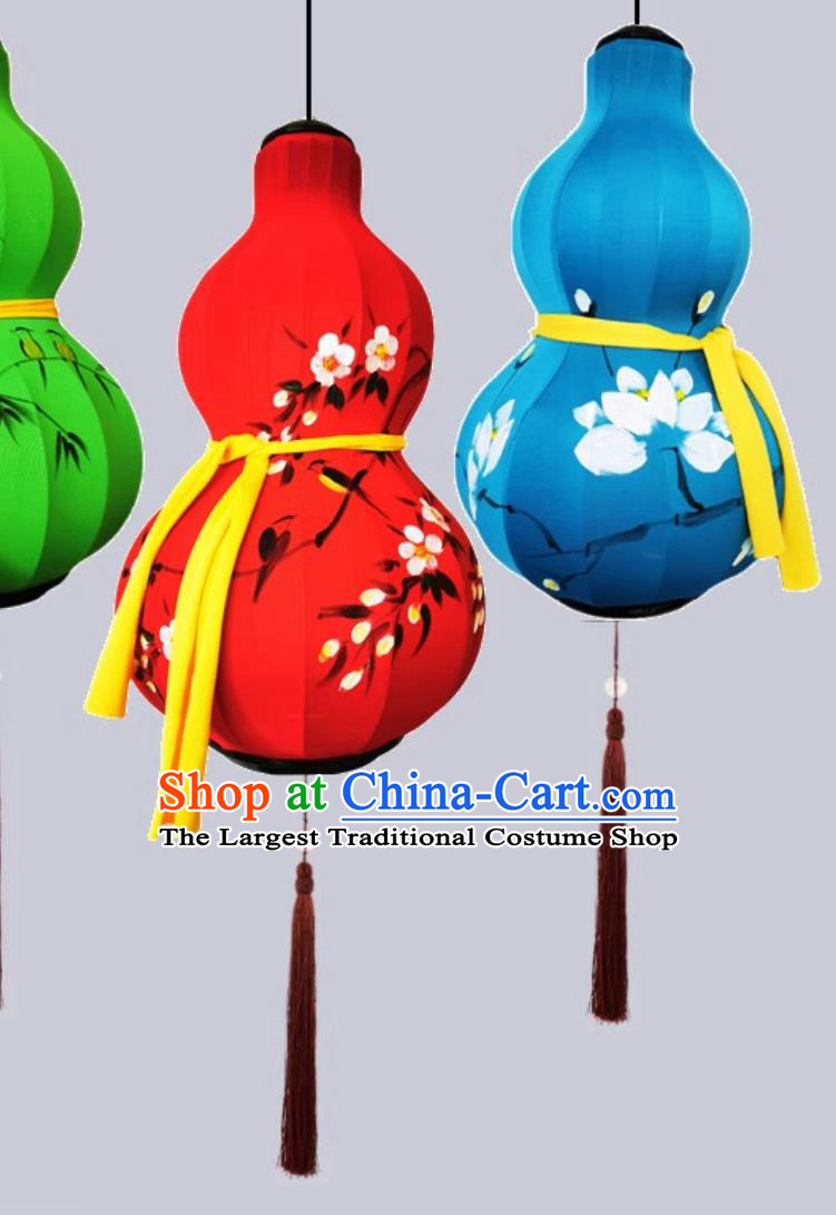 Hand Painted Palace Lantern Traditional UFO Gourd Fabric Hanging Lamp Classical Lighting Chinese Imitation Lantern