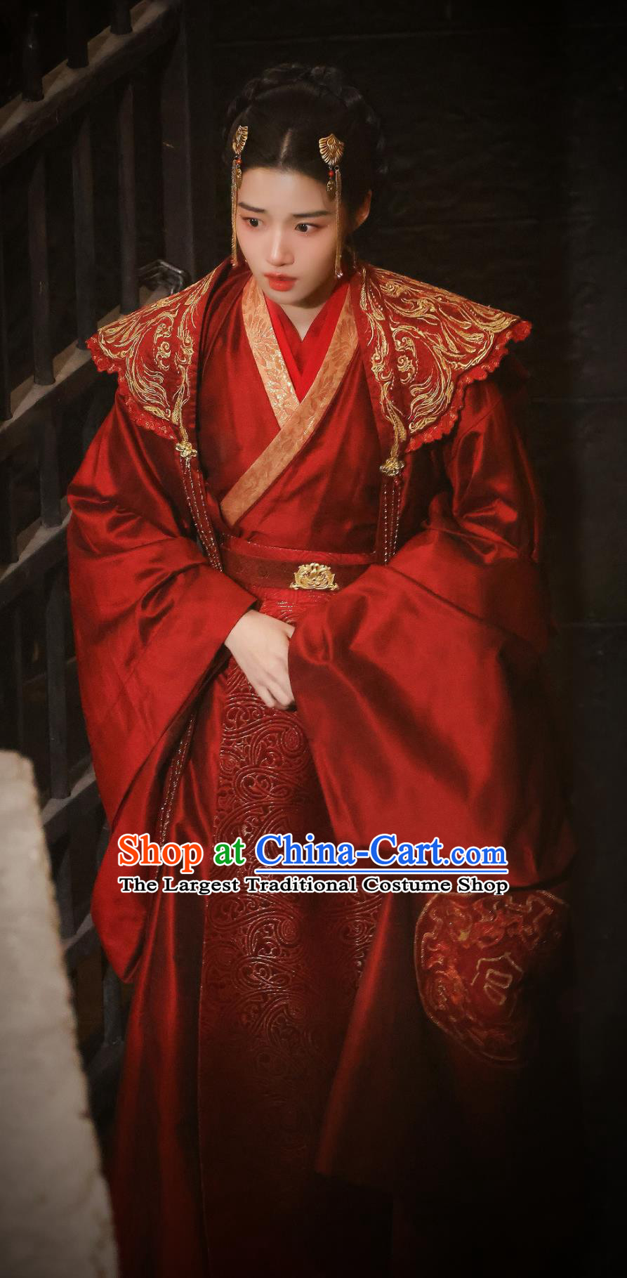 Chinese Ancient Bride Garment Costumes TV Series My Journey to You Shangguan Qian Wedding Dresses
