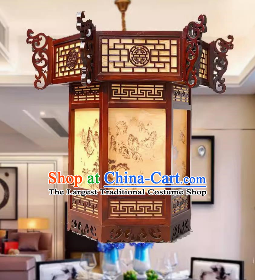 60cm Chinese Antique Solid Wood Palace Lantern Temple Palace Pavilion Palace Lantern Ancient Chinese Style Lantern