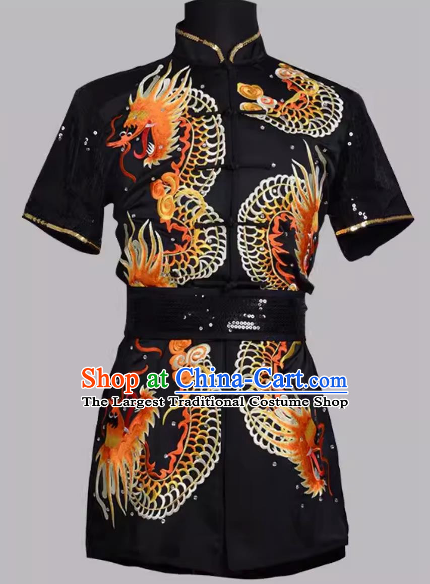 Martial Arts Long Boxing Uniform Performance Competition Suit Team Professional Competition Loose Color Uniform Heavy Industry Embroidery