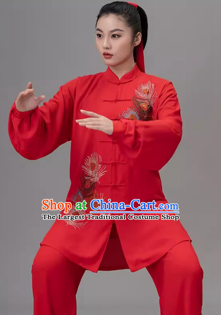 Big Red Hot Diamond Tai Chi Suit Competition Suit Tai Chi Chinese Style