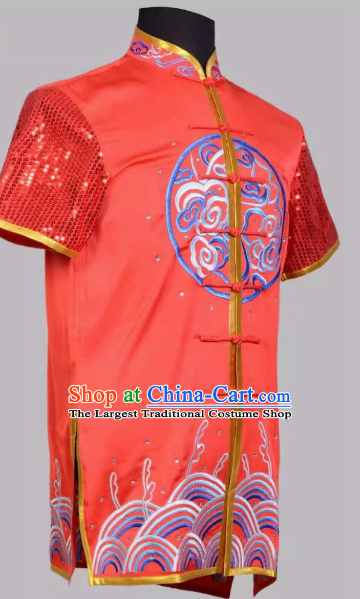 Red Chinese Martial Arts Uniform Embroidered Lion Martial Arts Uniform
