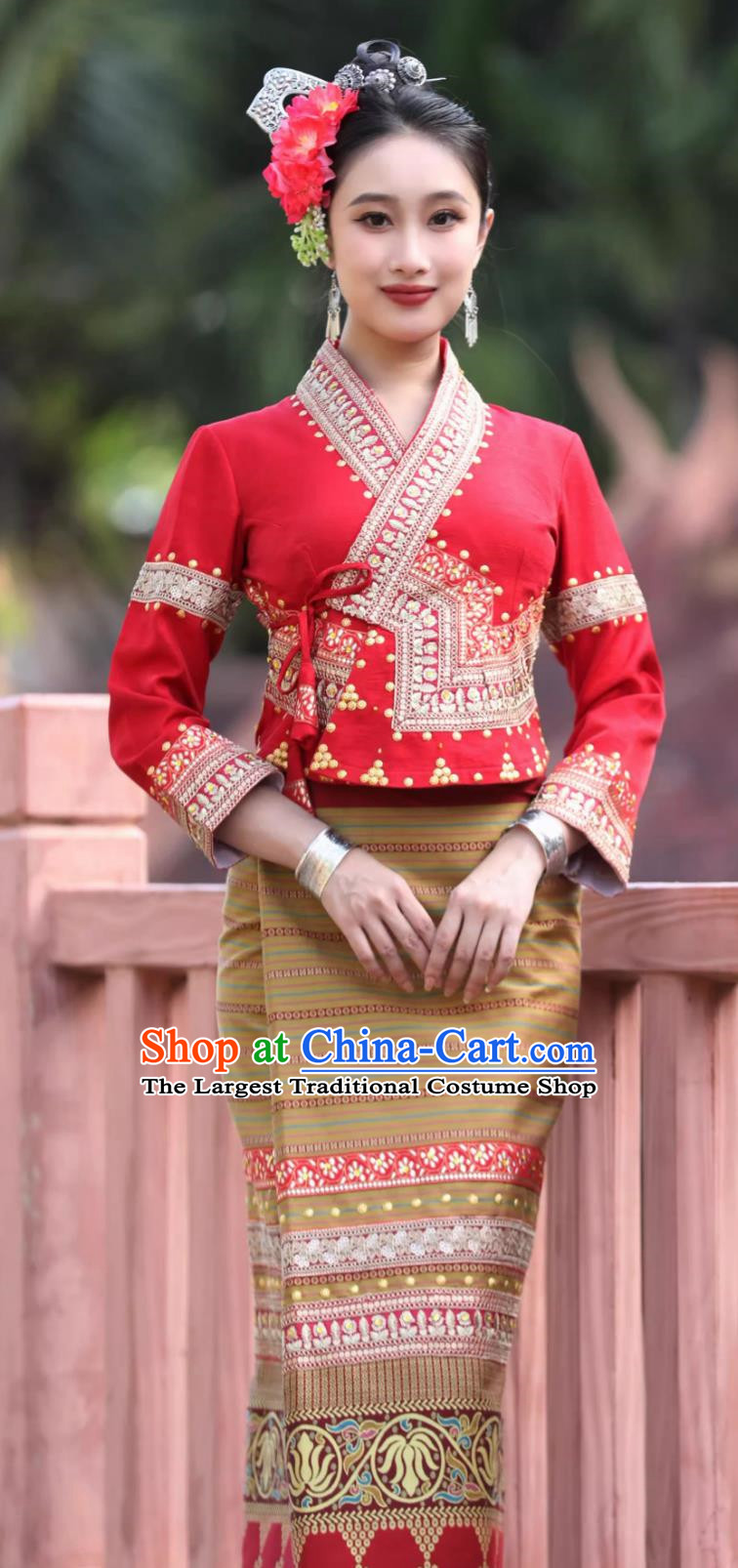 Dai Bride Dress Thai Style Wedding Dress Bright Red Suit