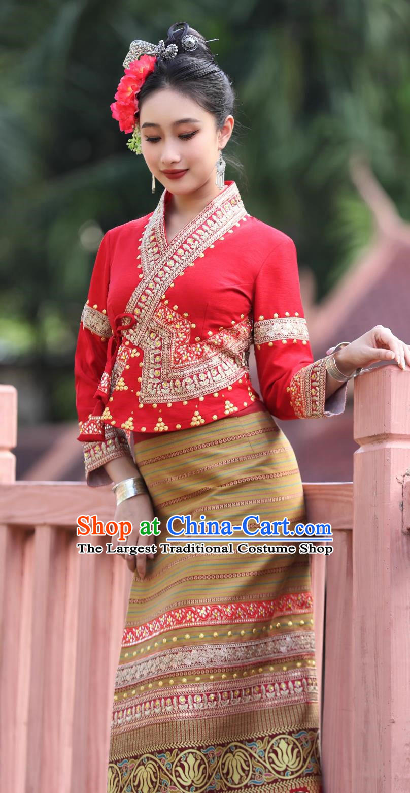Dai Bride Dress Thai Style Wedding Dress Bright Red Suit