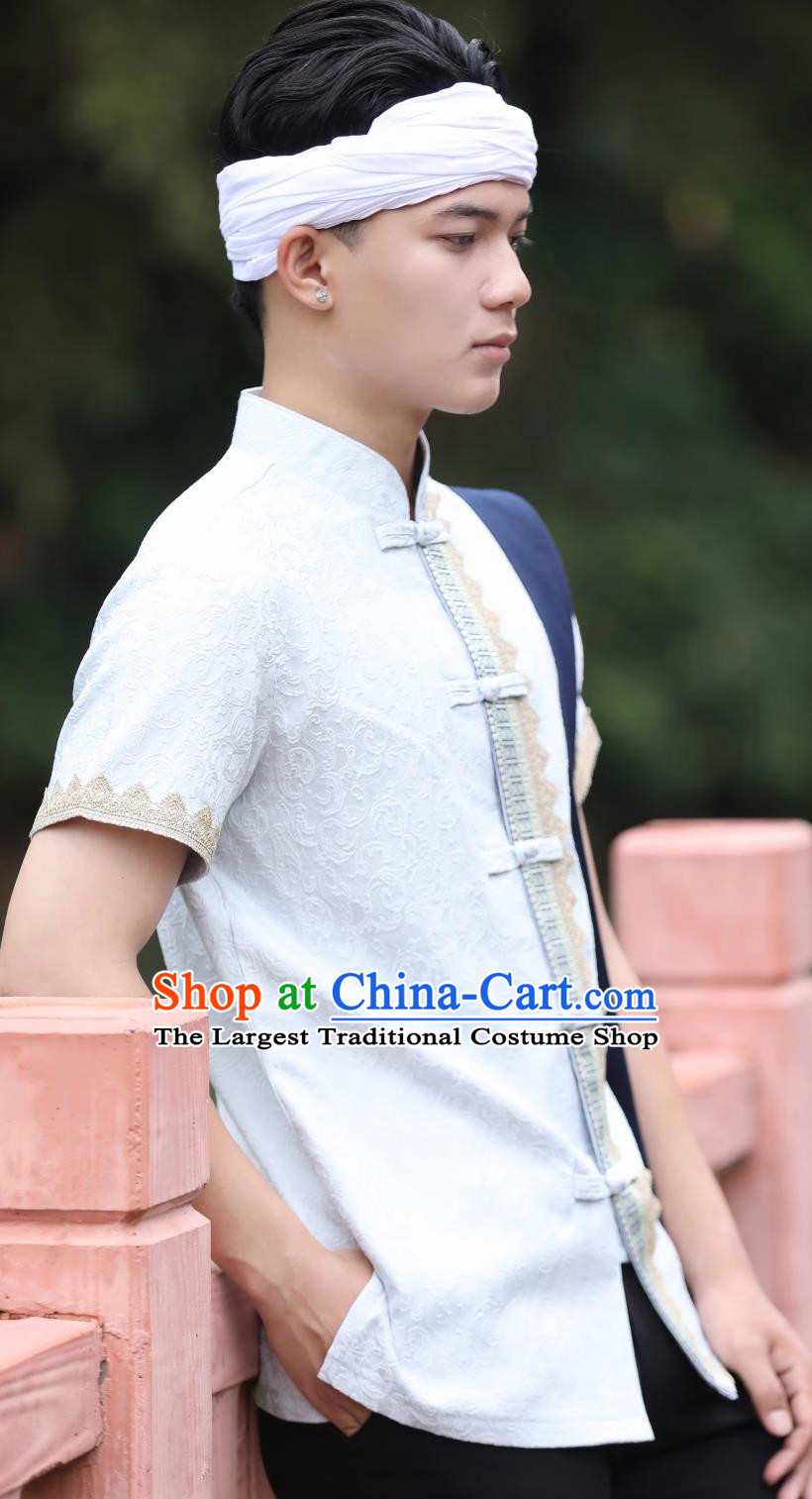 Dai Traditional Men Top Spring And Summer Short Sleeved Daily White Shirt