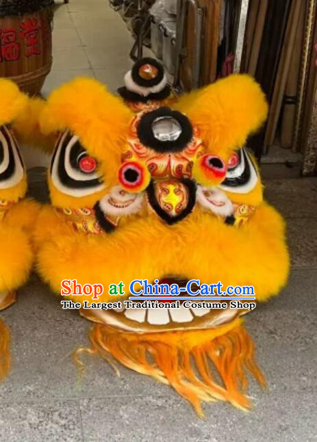 Chinese Orange Fur Dance Lion Professional Dancing Lion Handmade Woolen Fut San Lion Costume Complete Set