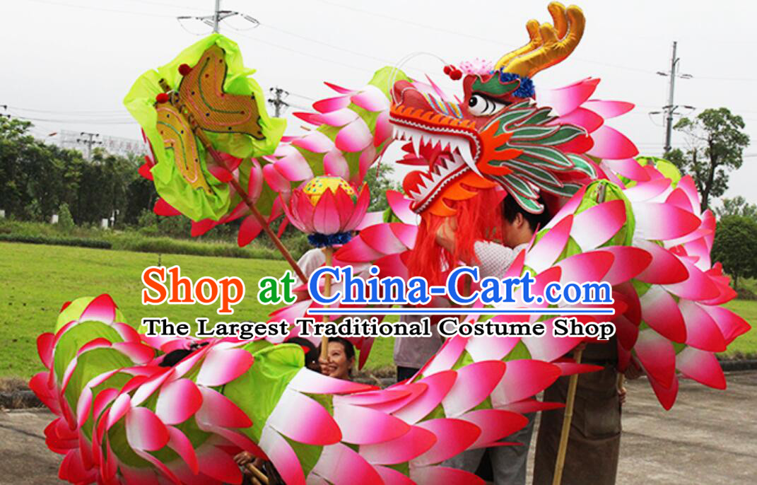 Handmade New Year Dance Dragon Head Chinese Lotus Dancing Dragon Celebration Parade Dragon Costume Complete Set