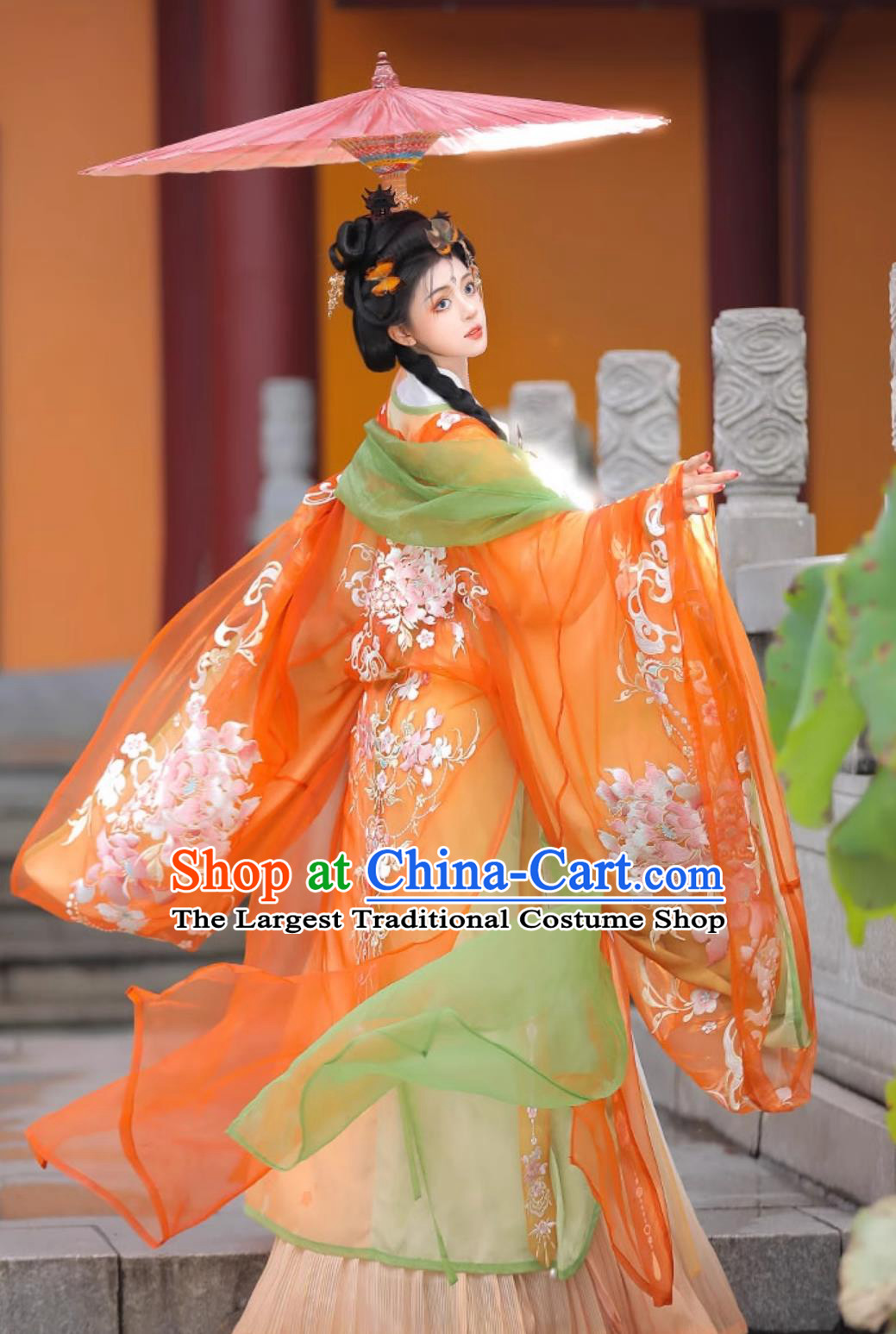 Traditional Princess Hanfu Ancient China Goddess Clothing Chinese Jin Dynasty Embroidered Dresses and Cloak Complete Set