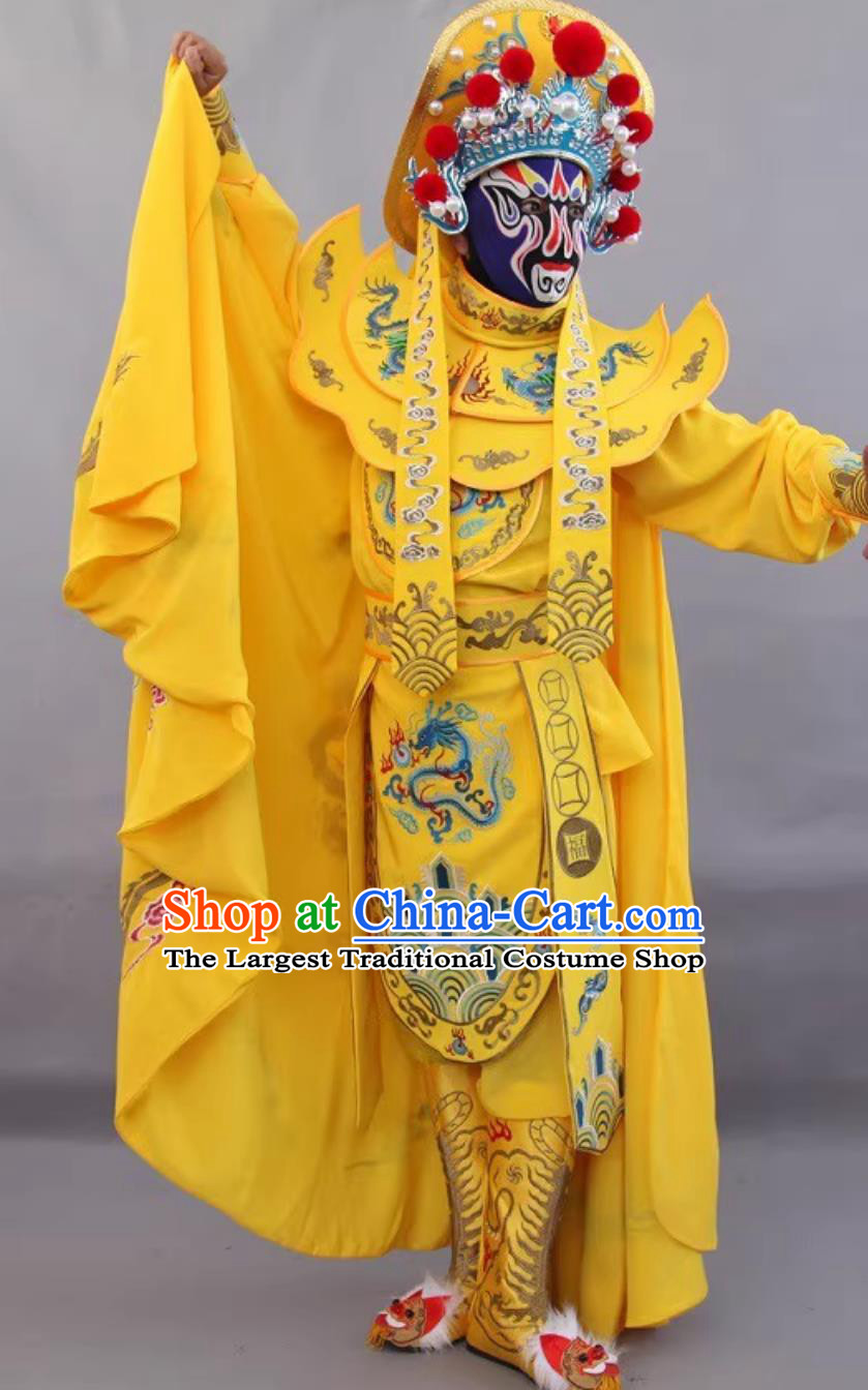 Yellow China Sichuan Opera Face Changing Clothing Stage Magic Performance Outfit Bian Lian Embroidered Costume