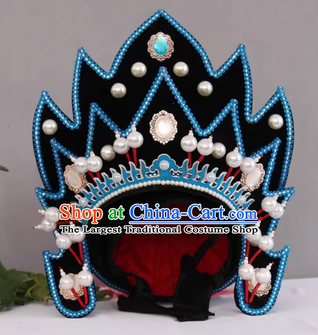 Handmade Magic Show Black General Helmet China Sichuan Face Changing Hat Bian Lian Performance Headwear