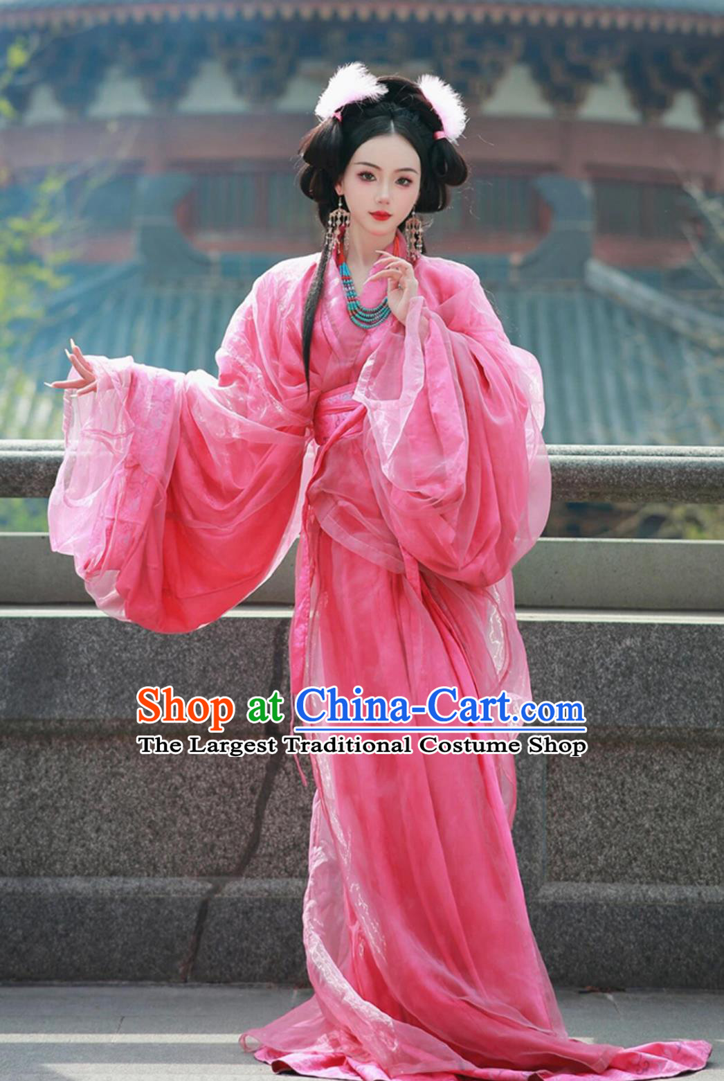 Chinese Han Dynasty Imperial Consort Clothing Ancient China Princess Costume Hanfu Pink Warring States Robe