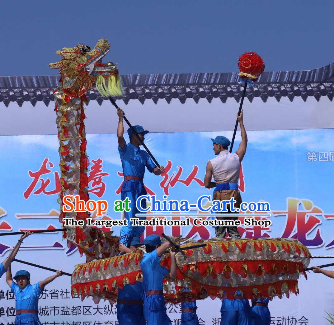 Chinese Celebration Parade Dragon Costume Professional Competition Dragon Dancing Prop Dragon Dance Fluorescent Costume