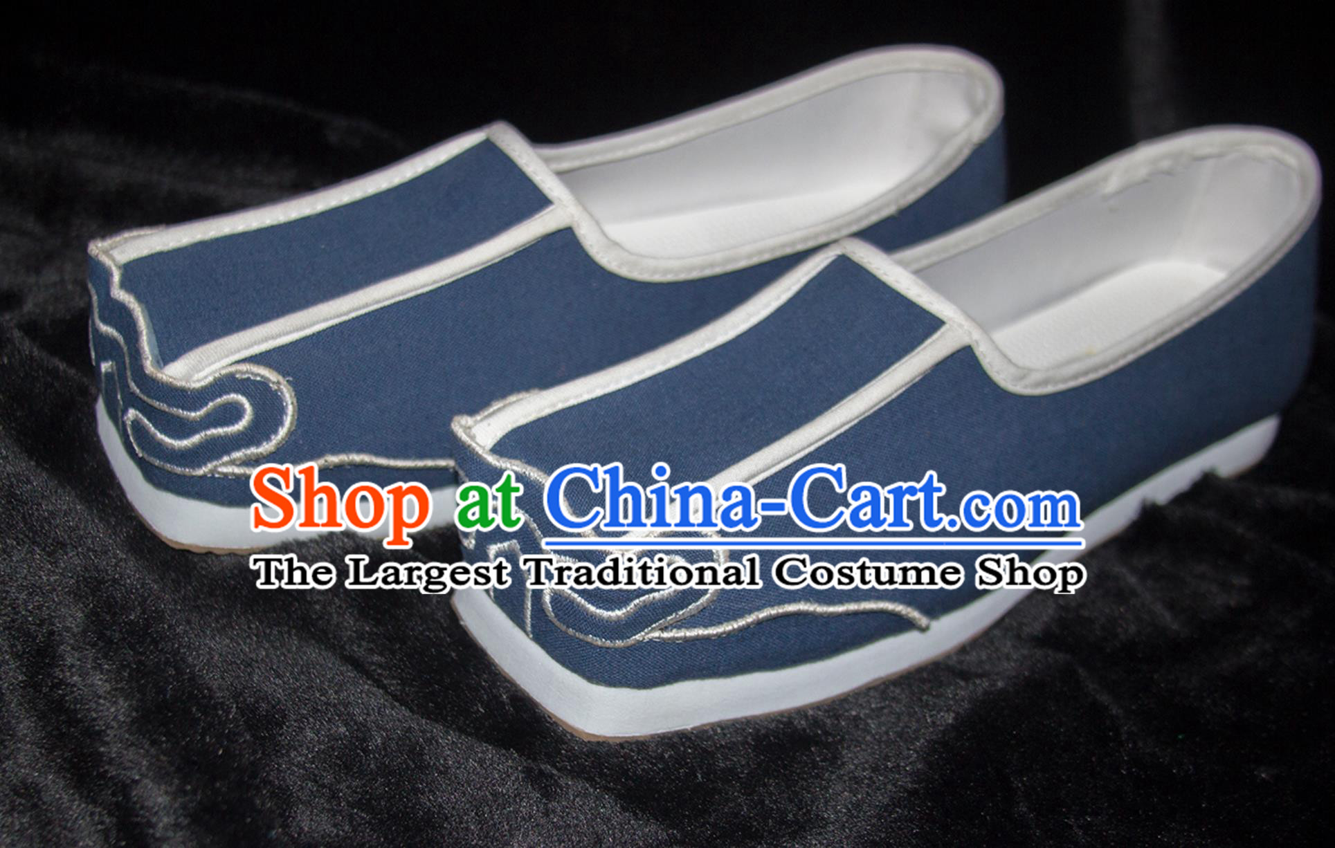 Traditional Male Hanfu Shoes Ancient Chinese Scholar Shoes China Ming Dynasty Blue Square Shoes