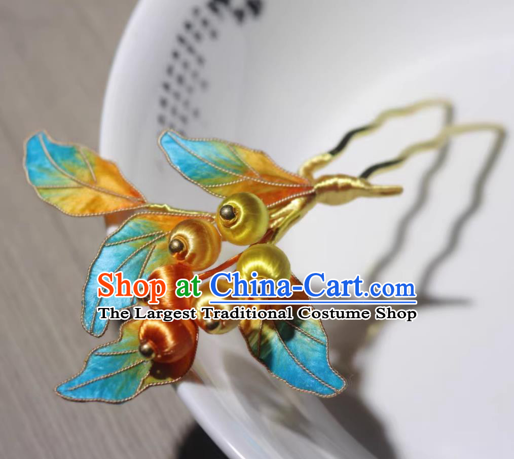 Handmade China Ming Dynasty Silk Berry Hair Clip Traditional Hanfu Hair Jewelry Ancient Chinese Princess Hairpin