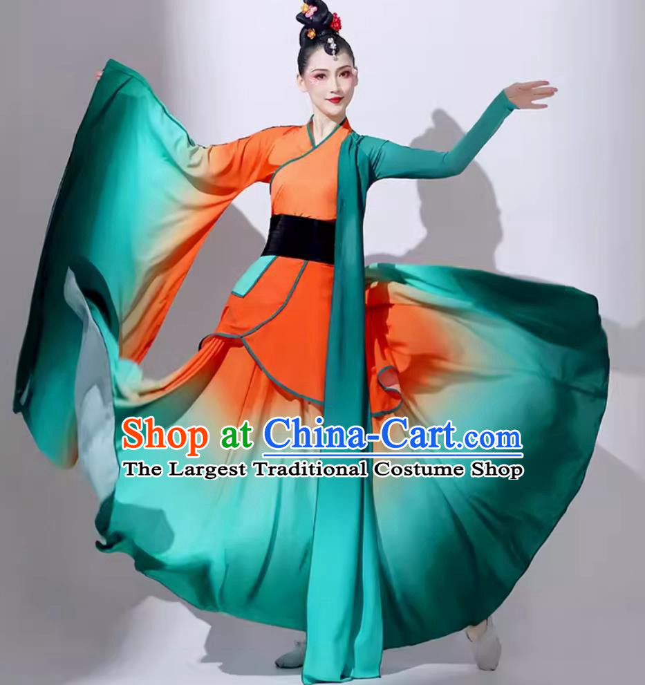 Women Group Performance Clothing Chinese Classical Dance Costume Traditional Qu Yuan Song Water Sleeve Dress