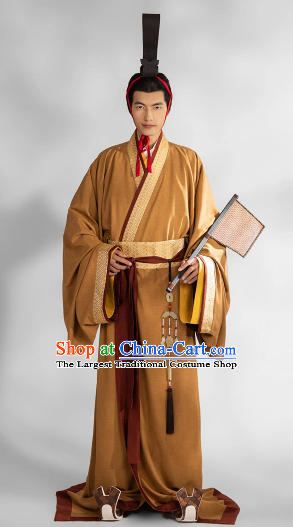 Chinese Travel Photography Costume Traditional Hanfu Khaki Warring States Robe Ancient Chinese Scholar Clothing