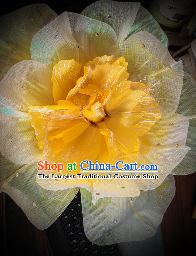 China Opening Dance Handheld Yellow Flower Classical Dance Peony Umbrella Handmade Stage Performance Prop