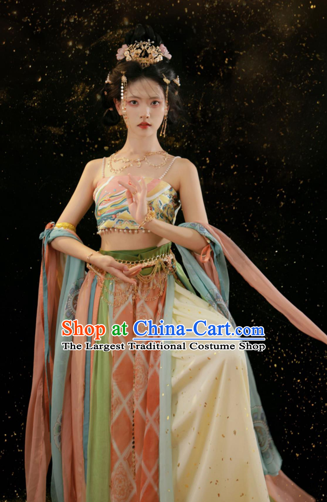Ancient China Dunhuang Fairy Clothing Chinese Flying Apsaras Dance Costume Traditional Hanfu Tang Dynasty Dress
