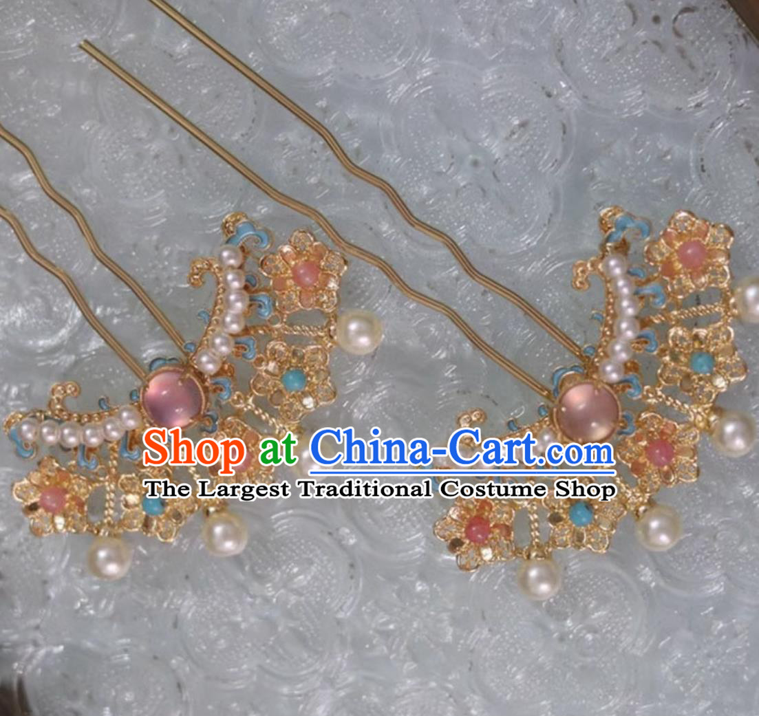 Chinese Hanfu Hair Jewelries Ancient China Princess Hairpins Traditional Tang Dynasty Peals Hair Clips