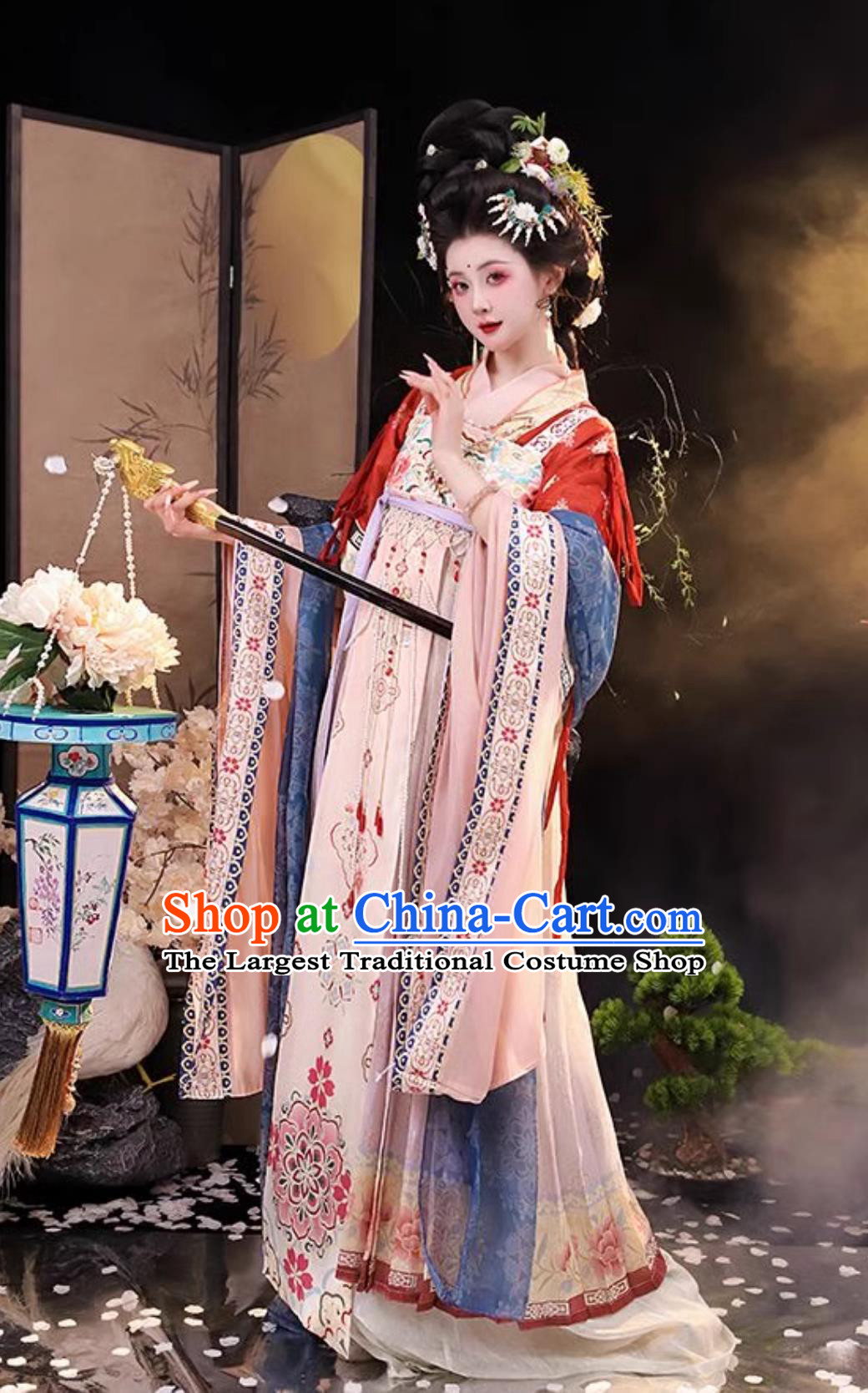 Ancient China Court Woman Costume Traditional Hanfu Clothing Chinese Tang Dynasty Empress Dress Complete Set