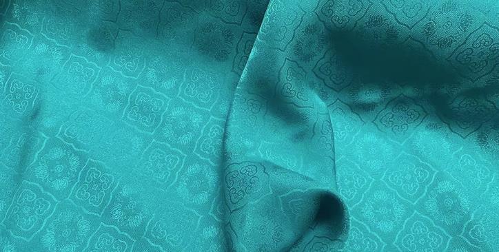 Peacock Green Chinese Traditional Cheongsam Fabric China Mulberry Silk Cloth Classical Pattern Jacquard Material