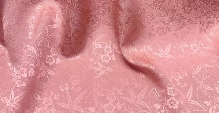Pink China Traditional Cheongsam Fabric Mulberry Silk Cloth Chinese Classical Plum Bamboo Leaf Pattern Jacquard Material