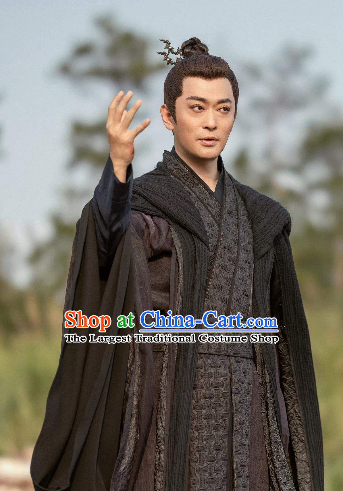 Ancient China Swordsman Garment Costume Chinese TV Series The Legend Of Shen Demon King Fu Sheng Black Clothing