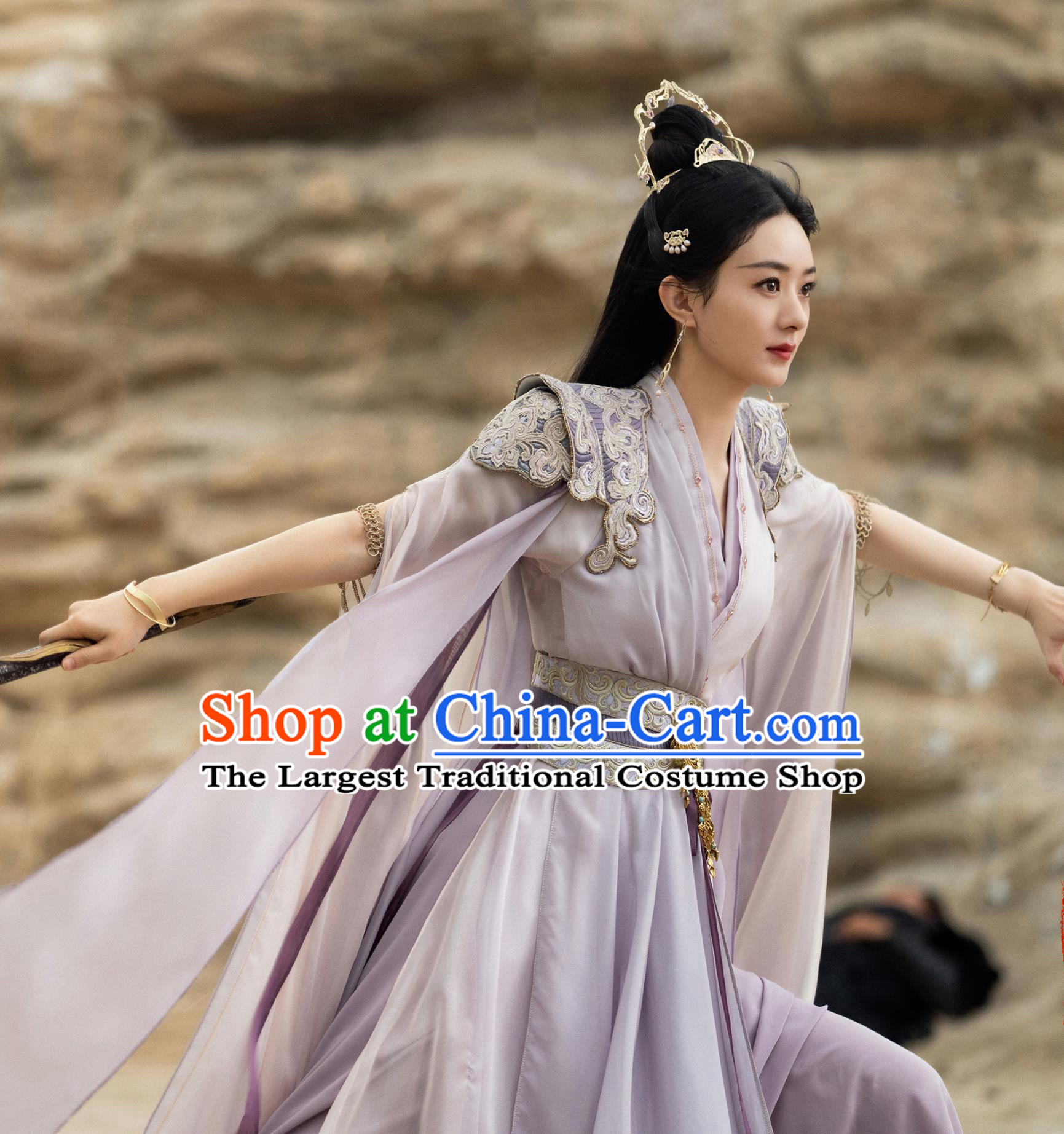 Chinese TV Series The Legend Of Shen Li Female General Clothing Ancient China Swordswoman Lilac Garment Costume