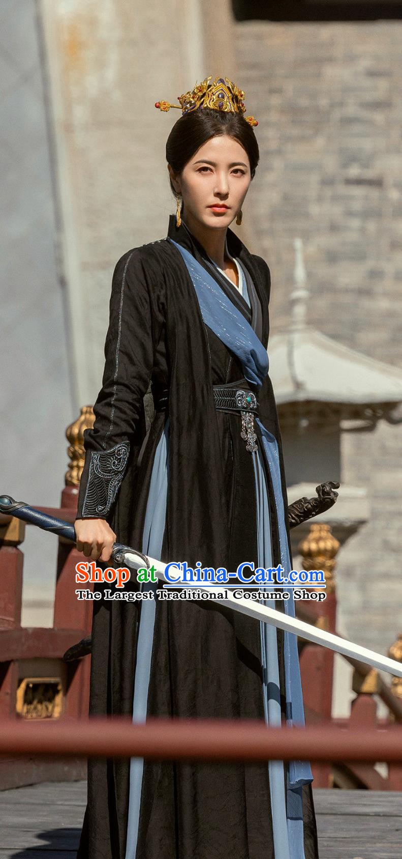 Chinese TV Series The Legend Of Shen Li Empress Shen Mu Yue Clothing Ancient China Swordswoman Black Garment Costume