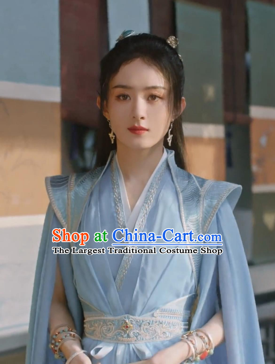 Chinese TV Series The Legend Of Shen Li Swordswoman Blue Clothing Ancient China Female General Garment Costume