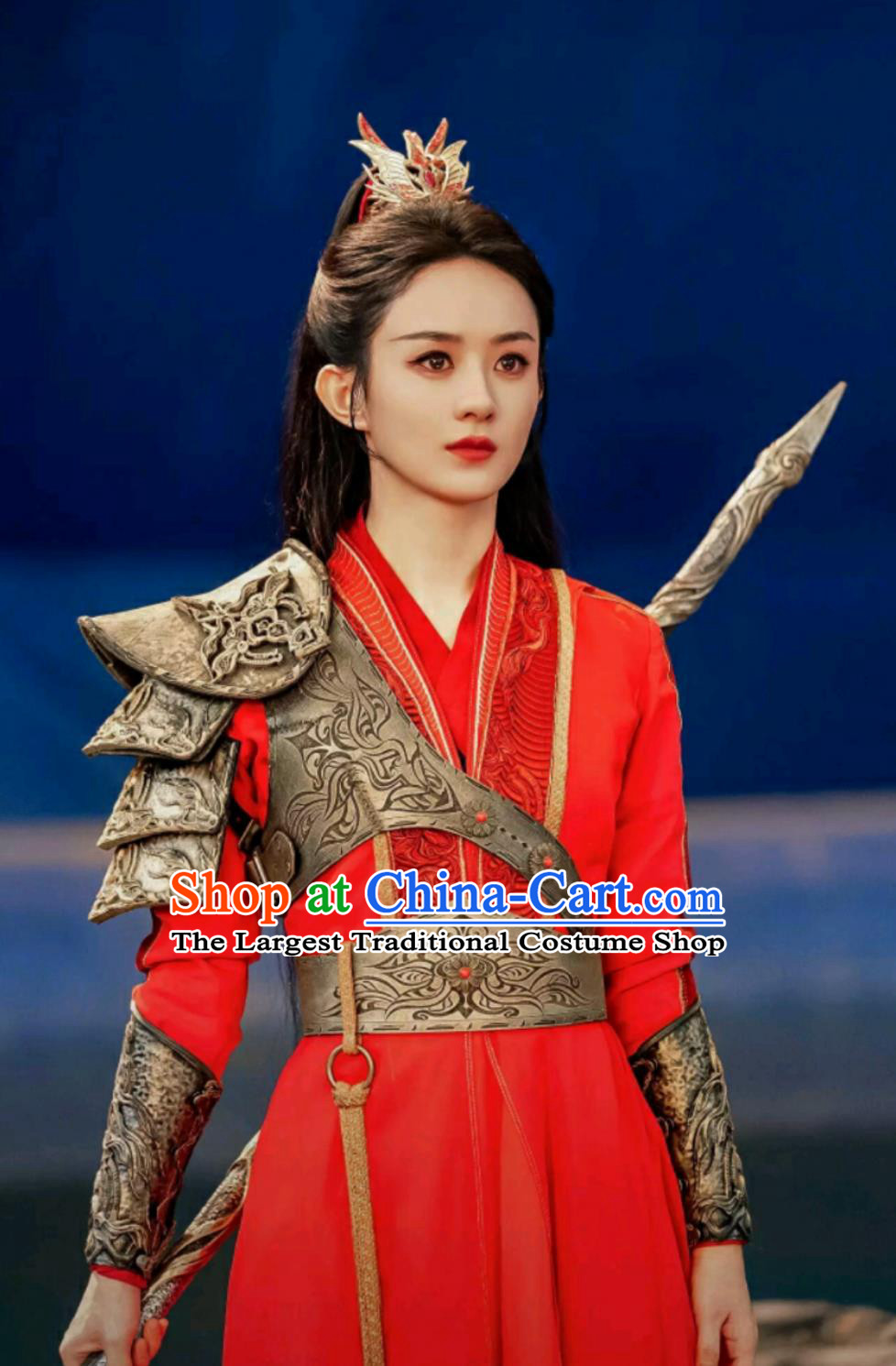 Chinese TV Series The Legend Of Shen Li Female General Red Clothing Ancient China Swordswoman Armor Costume