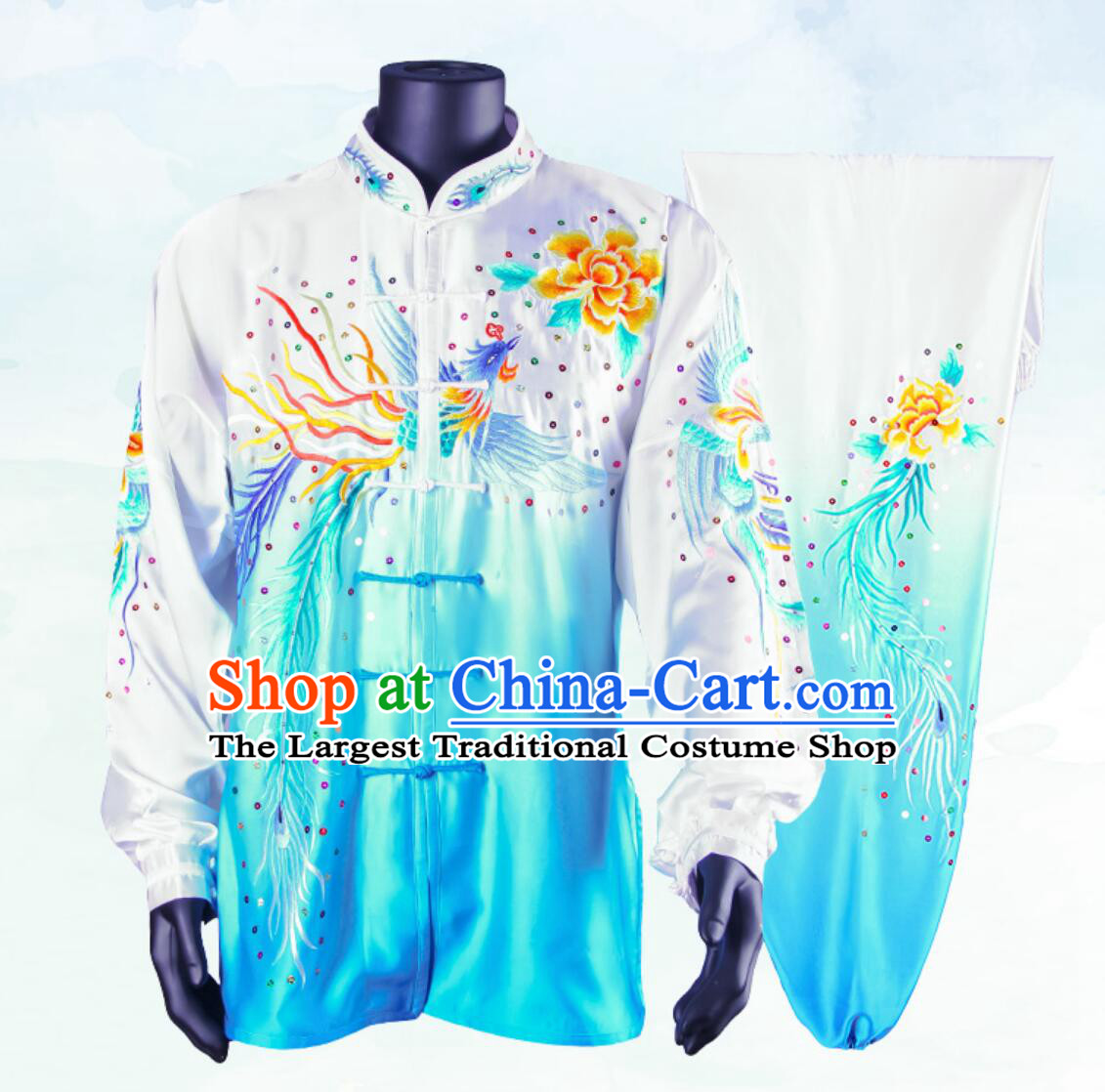 Top Embroidered Tai Chi Suit Chinese Kung Fu Taiji Costume Pure Silk Wushu Uniform