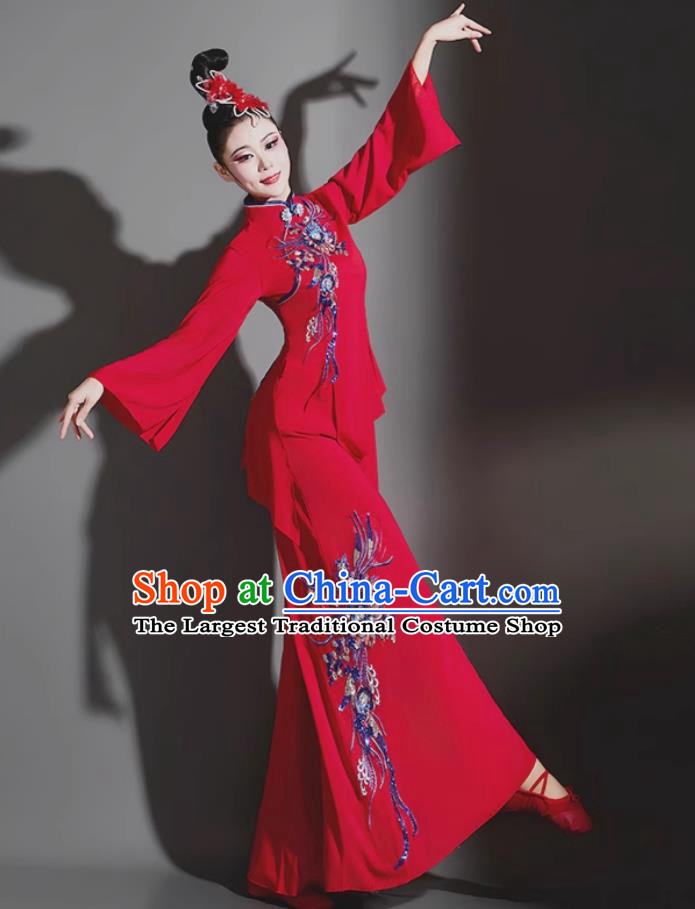 China Classical Dance Clothing Chinese Dance Contest Umbrella Dance Costume Woman Solo Performance Red Outfit