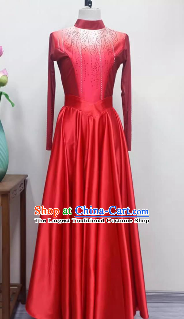 Women Group Performance Red Dress China Classical Dance Clothing Chinese Spring Festival Gala Opening Dance Costume