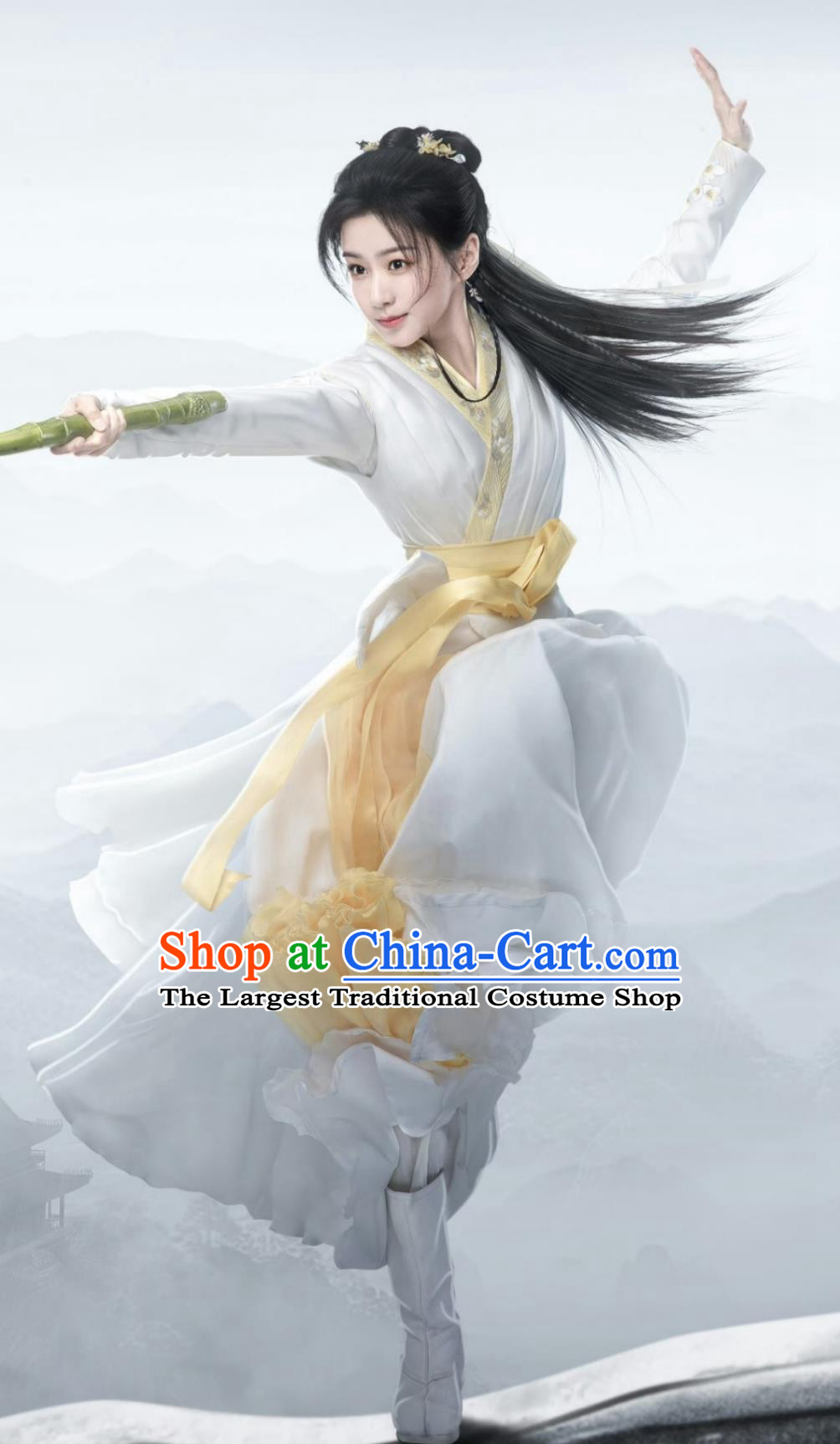 Ancient China Young Woman Dress Garments Chinese Wuxia TV Series The Legend of Heroes Heroine Huang Rong Costume