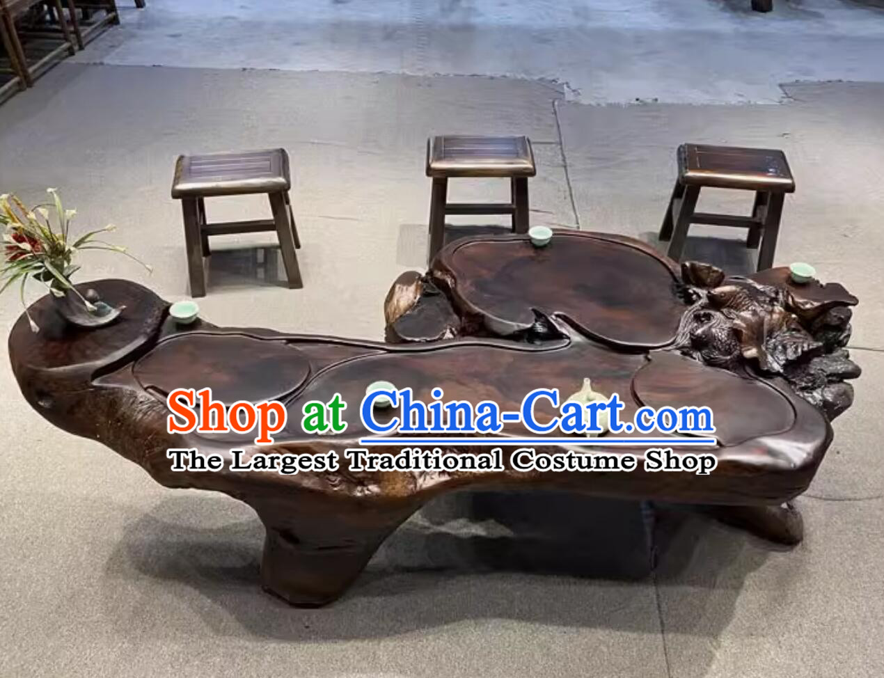 Hand Carved Chinese Tree Root Tea Table Wenge Teatable