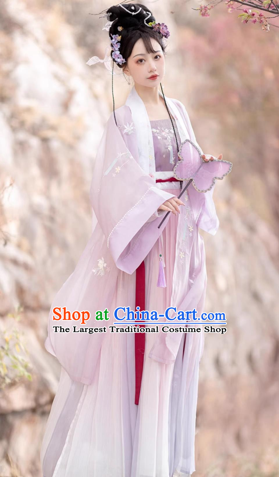 Ancient China Ming Dynasty Royal Princess Dresses Young Lady Costumes Lilac Chinese Hanfu