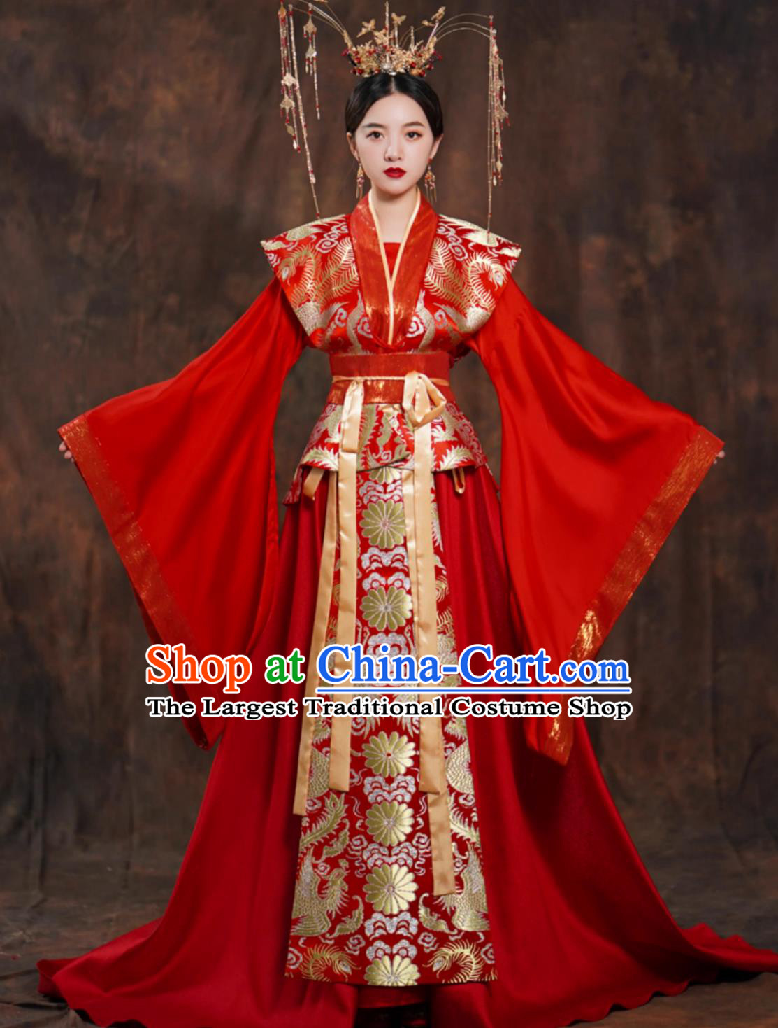 Ancient China Princess Red Dress Traditional Wedding Clothing Chinese Song Dynasty Hanfu