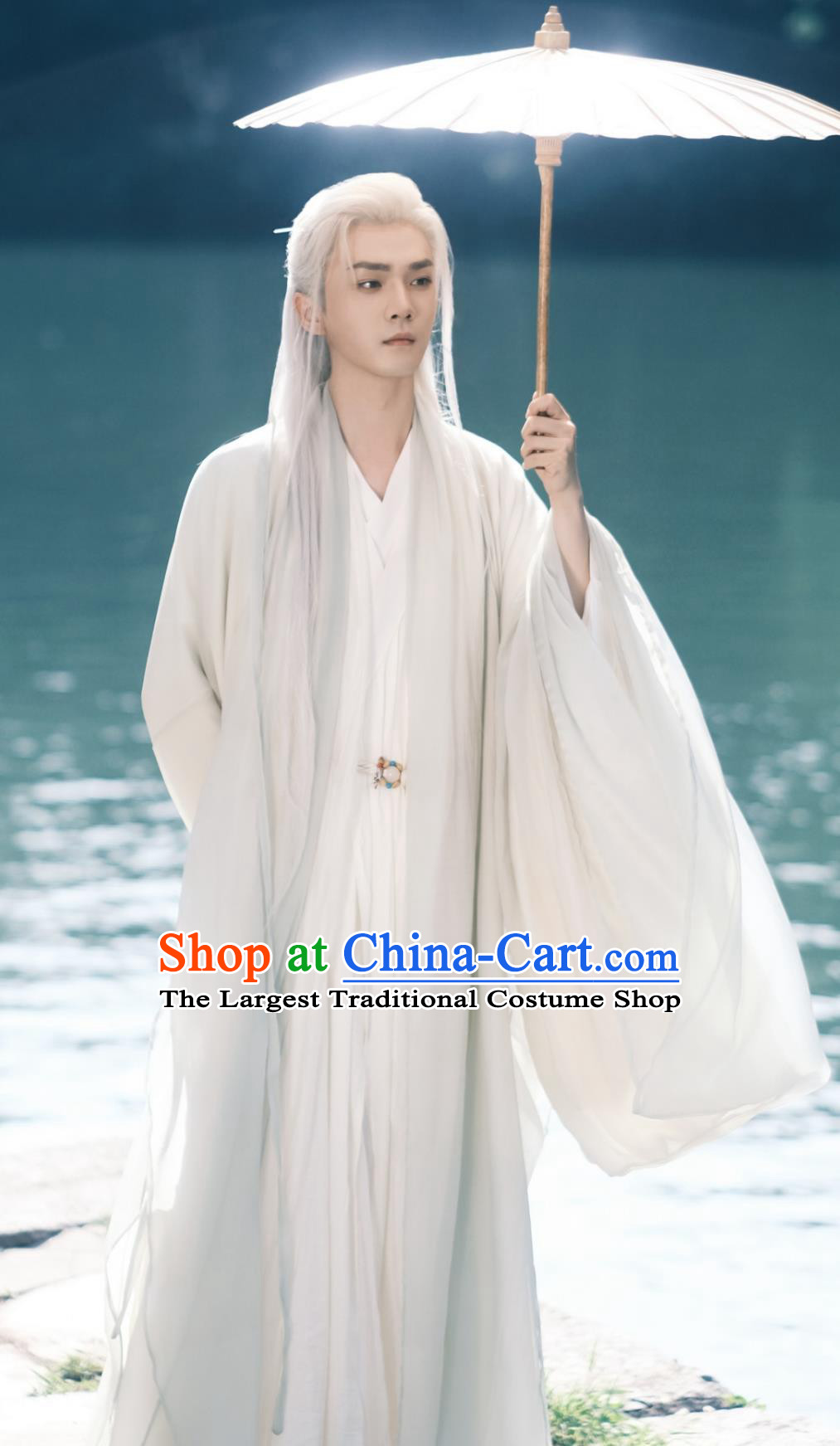 Ancient China Childe Gongzi White Clothing Chinese TV Drama Dashing Youth Scholar Nangong Chun Shui Garment Costume