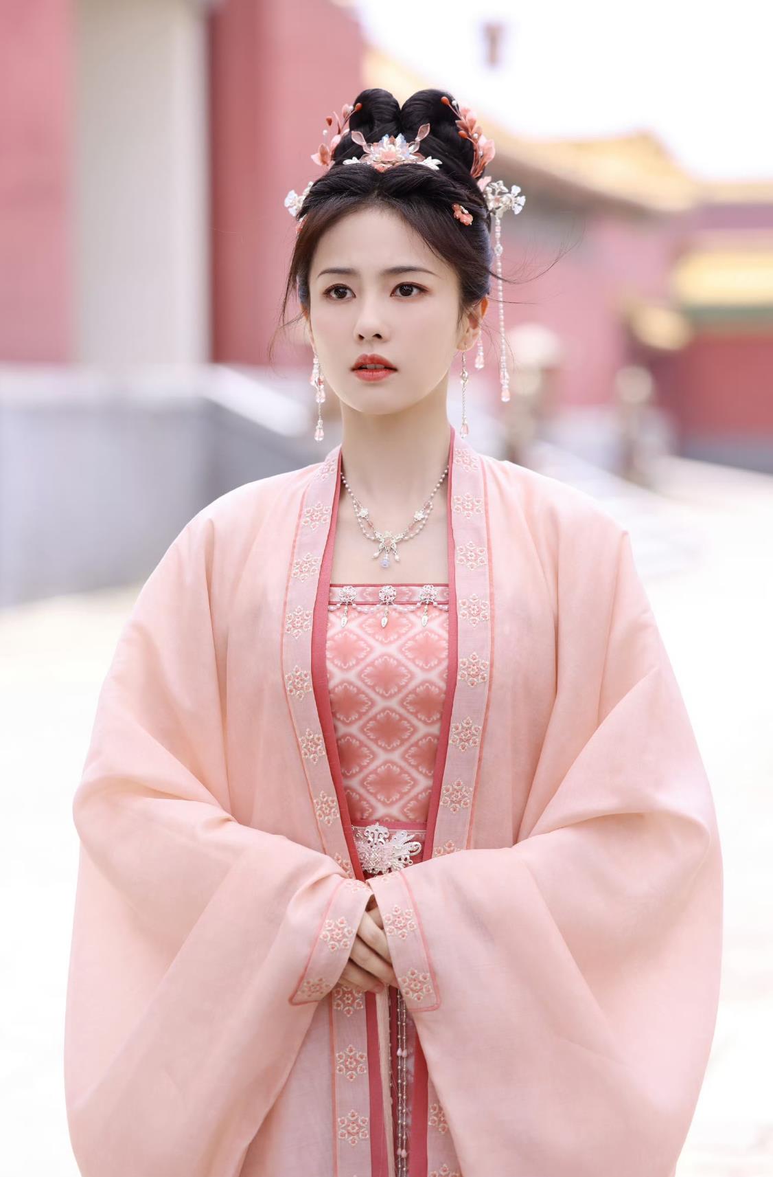 Ancient China Noble Woman Clothing Chinese TV Drama Story of Kunning Palace Empress Jiang Xue Ning Pink Dresses