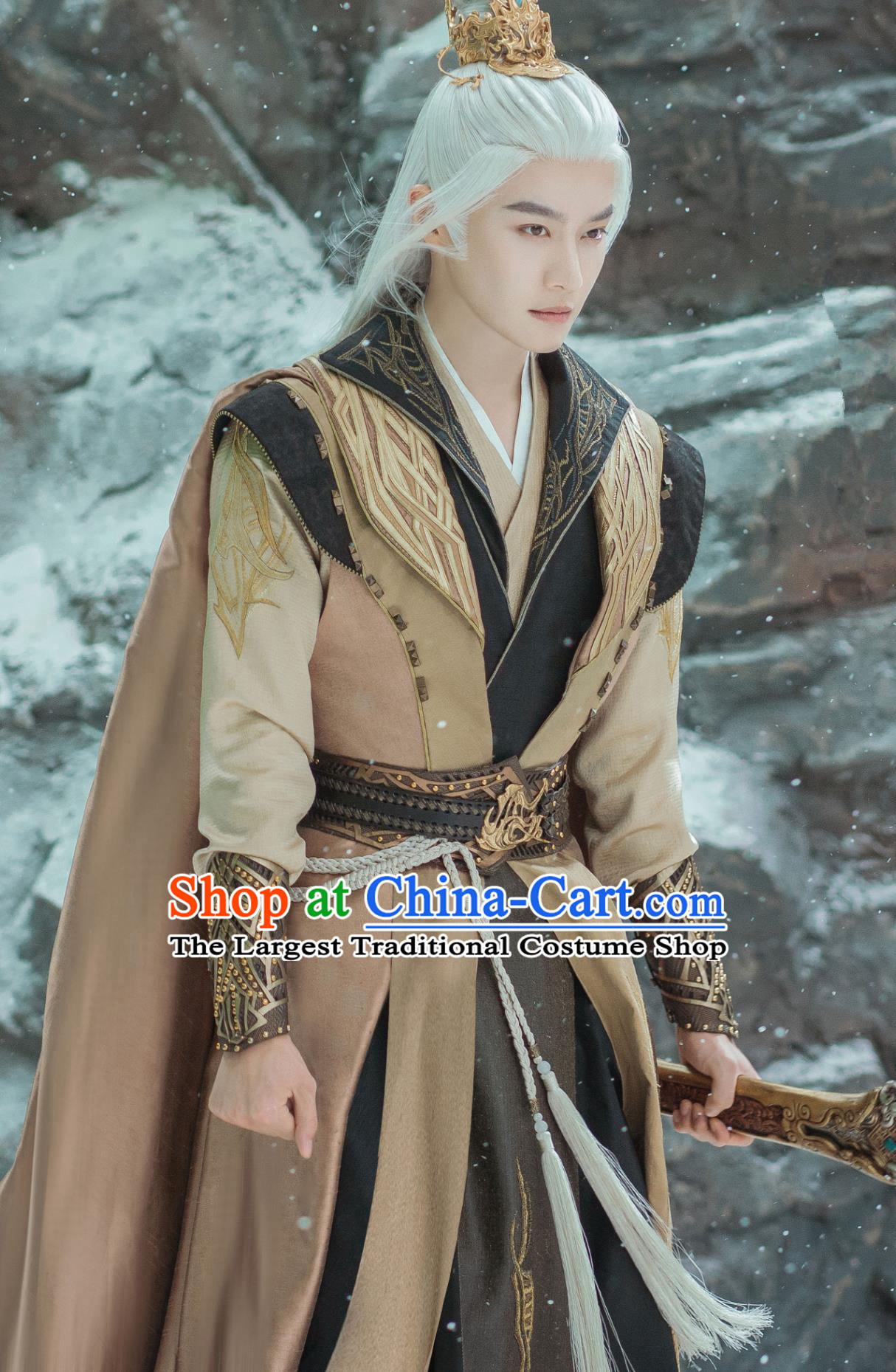 Chinese Drama Dashing Youth White Hair Master Costume Ancient China Super Hero Clothing