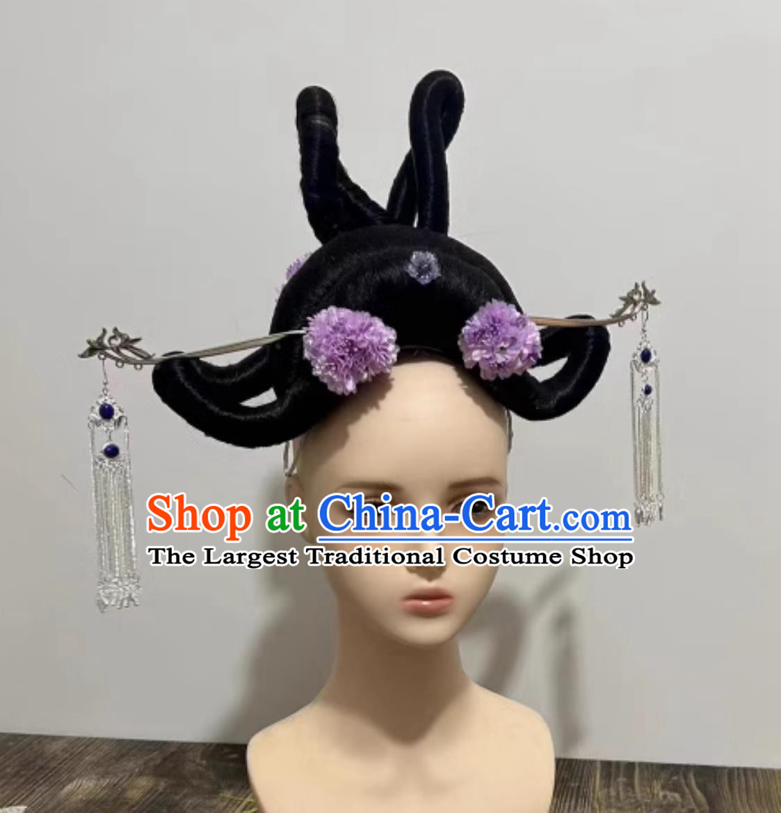 China Classical Dance Headpieces Handmade 12 Goddesses of Flowers Headdress Chinese Han Tang Dance Wig and Hair Jewelries