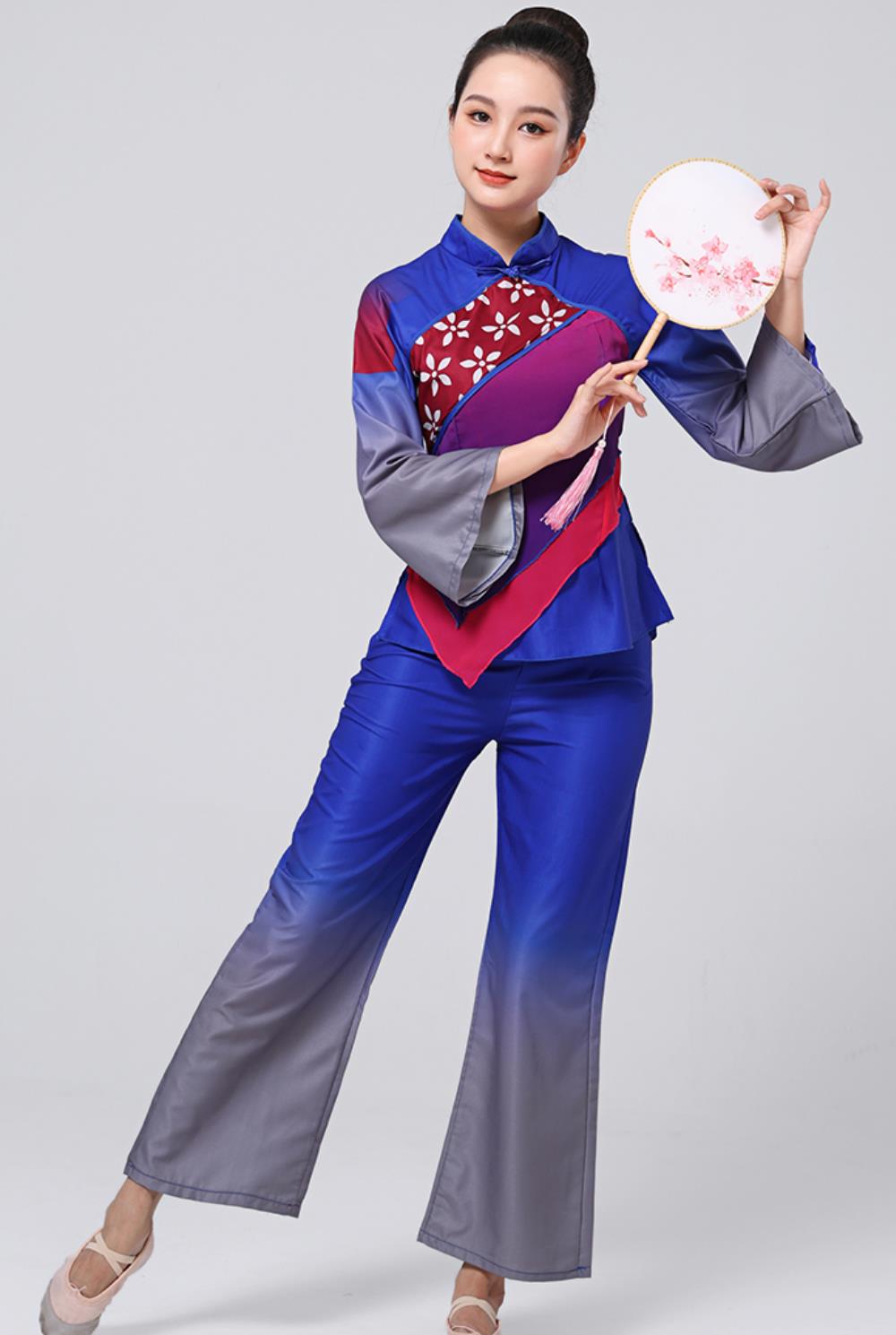 Su Qu Mother Dance Costume Village Maiden Tea Picking Dance Outfit Chinese Folk Dance Yangko Performance Clothing