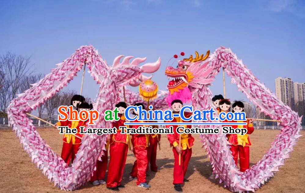Festival Celebration Parade Dragon Costume Professional Competition Dragon Dancing Prop Pink Chinese Dragon Dance Net Costume