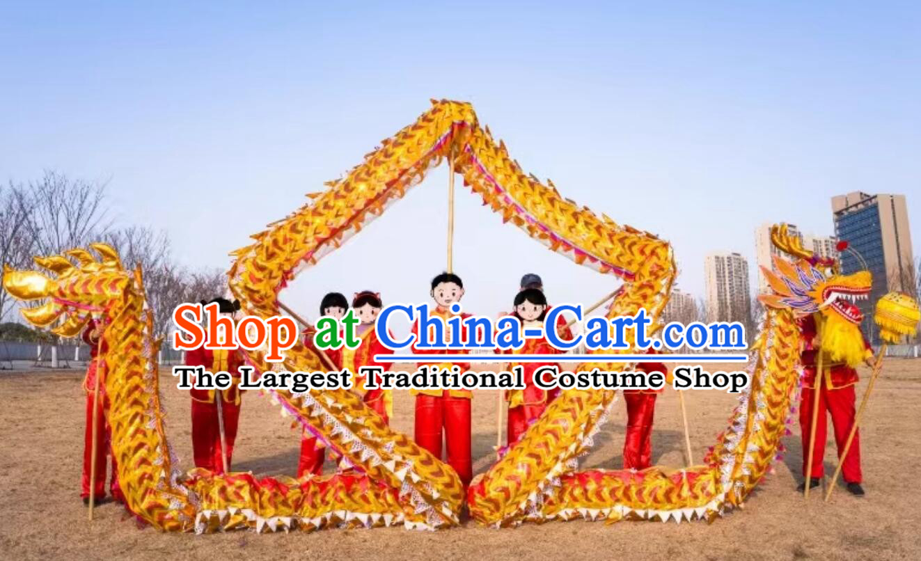 Chinese Dragon Dance Net Costume Festival Celebration Parade Yellow Dragon Professional Competition Dragon Dancing Prop
