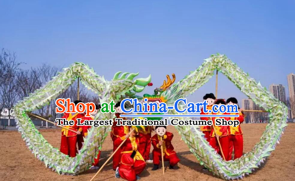 Professional Competition Dragon Dancing Prop Light Green Chinese Dragon Dance Net Costume Festival Celebration Parade Dragon Costume