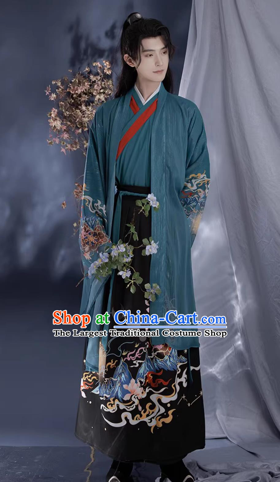 Song Dynasty Hanfu Chinese Men Style Gown Wide Sleeve Robe Ancient Costumes Complete Set